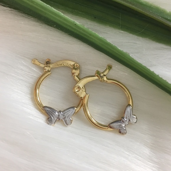 18K GOLD FILLED HOOP EARRINGS. SMALL. CLIP-TOP - Picture 5 of 6